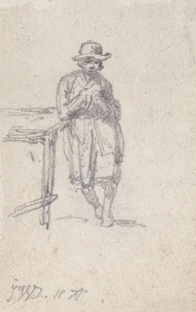 A Boy Leaning against a Table by James Ward — digital art print download