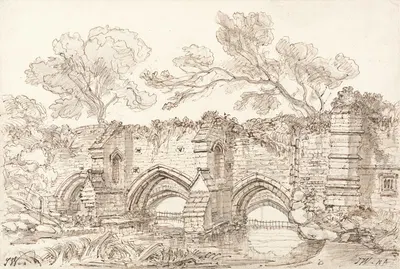 The Old Double Bridge, Bury St. Edmunds by James Ward, 1833 — digital art print download