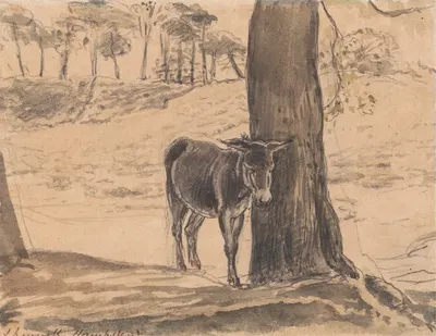 Donkey Beside a Tree, Hampstead by Джон Линнелл — digital art print download