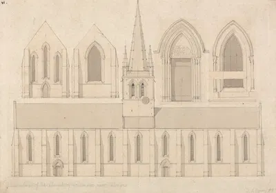 Elevation of the Church of Columbiers, near Valognes, Normandy by Джон Селл Котман, 1818 — digital art print download