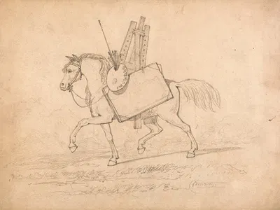 Horse Loaded with Artist’s Paraphernalia by Джон Селл Котман — digital art print download