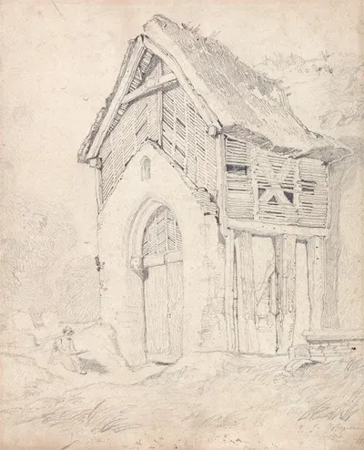 Porch and Belfry of Thurgarton Church, Norfolk by Джон Селл Котман — digital art print download