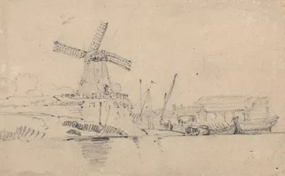 River and Windmill by Джон Селл Котман — digital art print download