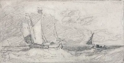 Sailing Wherries and Boats in a Choppy Sea by Джон Селл Котман — digital art print download