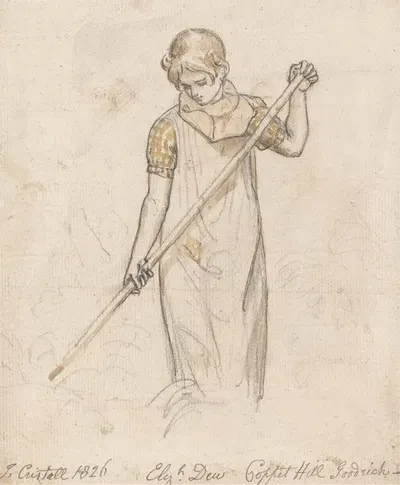 Girl Hoeing; Elizabeth Dew by Джошуа Кристалл, 1826 — digital art print download