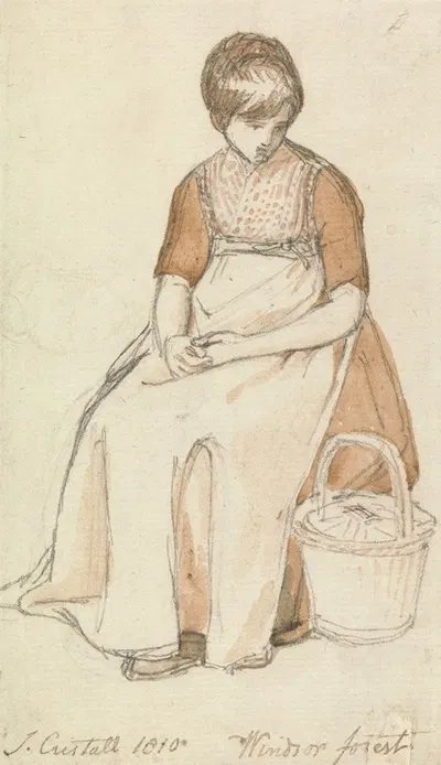 Seated Girl with a Basket by Джошуа Кристалл, 1810 — digital art print download