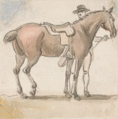 A Man and a Saddled Horse by Пол Сэндби — digital art print download