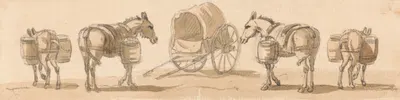 Four Mules with Panniers and a Cart by Пол Сэндби — digital art print download
