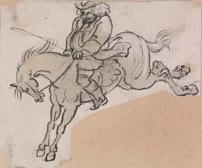 Stout Man on a Bucking Horse by Пол Сэндби — digital art print download