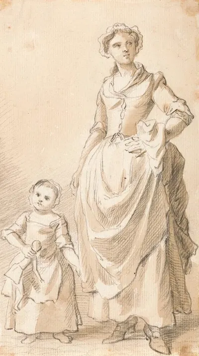 Woman and Child Holding a Doll by Пол Сэндби — digital art print download