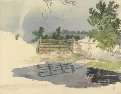 A Gate Reflected in a Pool by Роберт Хиллс, 1805 — digital art print download