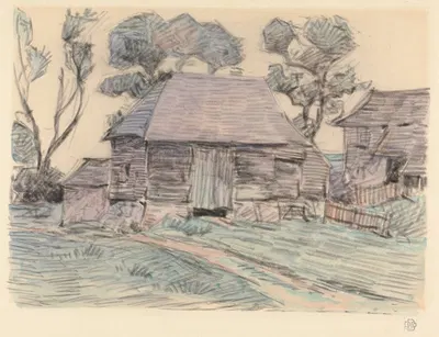 A Sussex Barn by Robert Polhill Bevan, 1908 — digital art print download