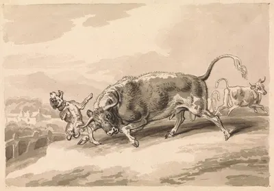 Bull Attacking Mastiff by Samuel Howitt — digital art print download