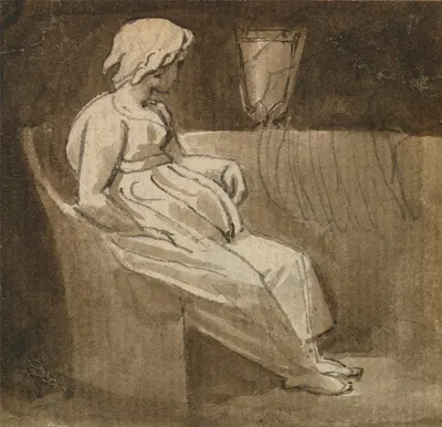 Seated Girl by an Urn by Томас Стотард — digital art print download