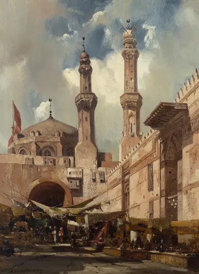 A Cairo Bazaar by Adrien Dauzats, 1839 — digital art print download