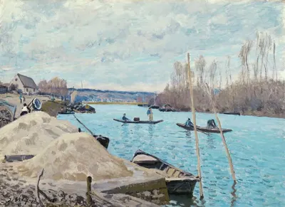 The Seine at Port-Marly, Piles of Sand by Alfred Sisley, 1875 — digital art print download