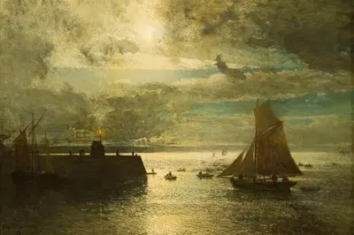Лунный пейзаж by Альфред Вальберг, 1878 — digital art print download