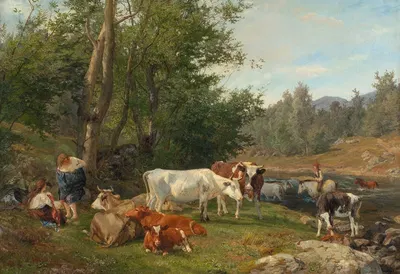 Пейзаж с скотом by Андерс Аскевольд, 1861 — digital art print download