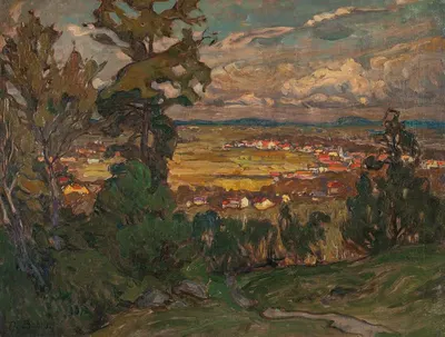 Landscape with a Village. Study from North Norway by Anna Boberg — digital art print download