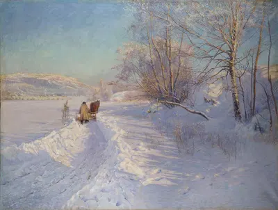 A Winter Morning after a Snowfall in Dalarna by Anshelm Schultzberg, 1893 — digital art print download
