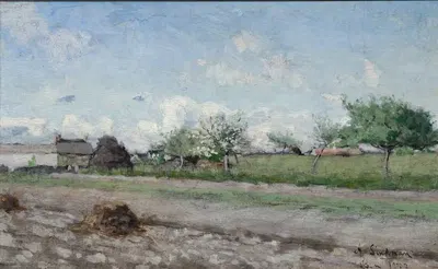Яблоня в цвету. Мотив из Барбизона by Аксель Линдман, 1877 — digital art print download