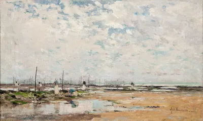 Пляж в Вильервиле, Нормандия by Аксель Линдман, 1878 — digital art print download