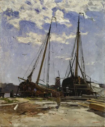 Этюд для гавани Дордрехта, 1880, Гётеборгский художественный музей by Карл Сканберг — digital art print download