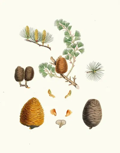Pinus deodara = Indian cedar by Aylmer Bourke Lambert, 1837 — digital art print download