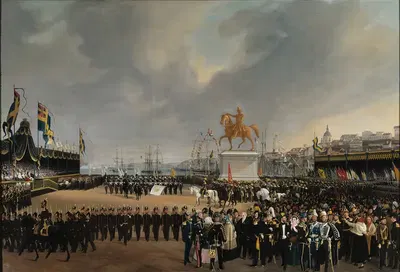 Открытие конной статуи Карла XIV Иоанна Шведского в 1854 году by Карл Стефан Беннет — digital art print download