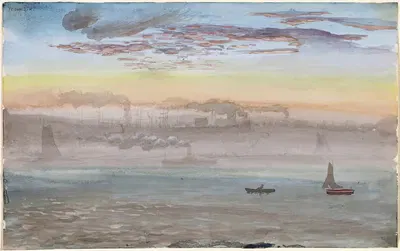 Восточная река, восход солнца by Чарльз де Вольф Браунелл, 1862 — digital art print download