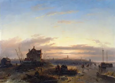 Зима на Ий перед Амстердамом by Шарль Лейкерт, 1850 — digital art print download