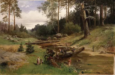 У ручья в лесу by Чарльз XV Шведский, 1872 — digital art print download