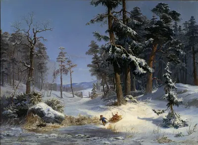 Зимний пейзаж с дороги королевы Кристины в Юргордене, Стокгольм by Чарльз XV Шведский, 1866 — digital art print download