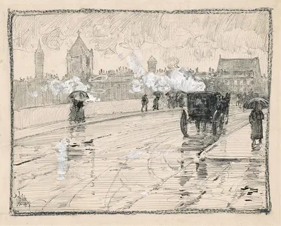 Rainy Day, Boston by Чайлд Хассам, 1886 — digital art print download