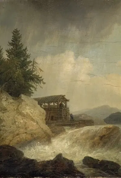 Северный пейзаж с водопадом by Кристиан Эцдорф, 1843 — digital art print download