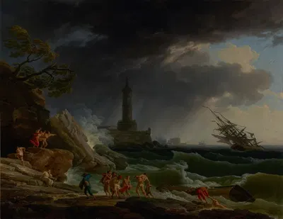 Шторм на средиземноморском побережье by Клод-Жозеф Верне, 1767 — digital art print download