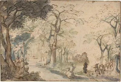 Пейзаж с насмехающимся Елисеем by Давид Винкбунс, c. 1610 — digital art print download
