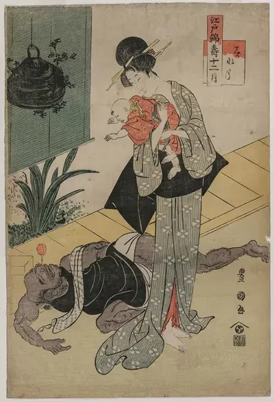 The Sixth Month (from the series The Twelve Felicitous Months in Edo Brocades) by Toyokuni Utagawa — digital art print…