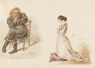 Figuurstudies van een man en een jong meisje by Alexander Ver Huell, 1832 - 1897 — digital art print download