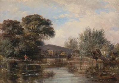 Мост Годстоу рядом с Оксфордом by Эдвард Уильям Кук, 1835 — digital art print download