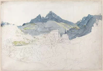 Berchtesgaden with the Watzmann Peak in the Distance by Эрнст Фриз, 1822 — digital art print download