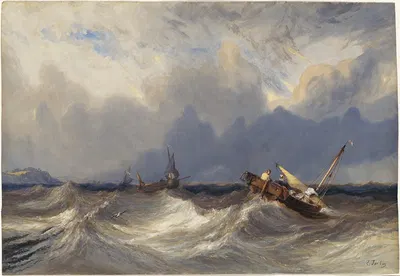 Рыболовные лодки, бросаемые перед штормом by Эжен Изабе, c. 1840 — digital art print download