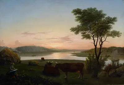 Вход в залив Новой Англии с автопортретом by Фиц Генри Лейн, 1848 — digital art print download