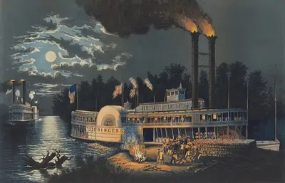 Заготовка дров на Миссисипи by Франсес Флора Бонд Палмер, 1863 — digital art print download