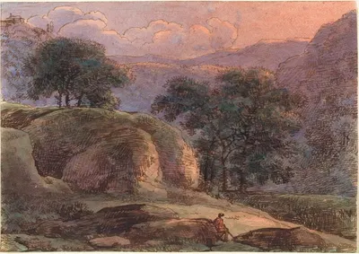 Путешественник в горном пейзаже на закате by Франц Кобелл, 1800-1805 — digital art print download
