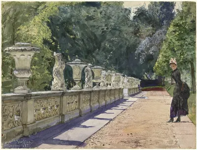 Прогулка в парке в Сансуси by Франц Скарбина, 1885 — digital art print download