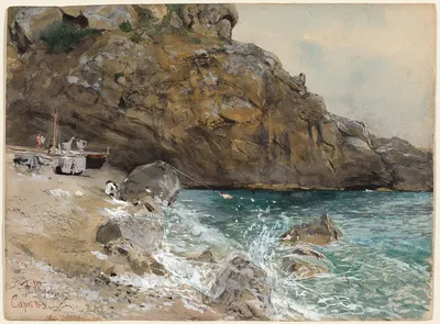 Пляж в Марина Пиккола, Капри by Франц Скарбина, 1883 — digital art print download