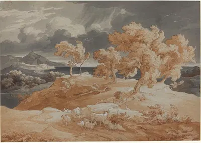 Итальянский прибрежный пейзаж с грозой by Фридрих Преллер Старший, 1828-1831 — digital art print download