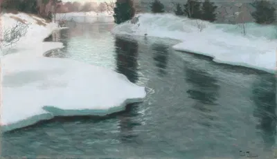 Melting Snow by Frits Thaulow, 1887 — digital art print download