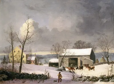 Зима в деревне by Джордж Генри Дурри, c. 1858 — digital art print download